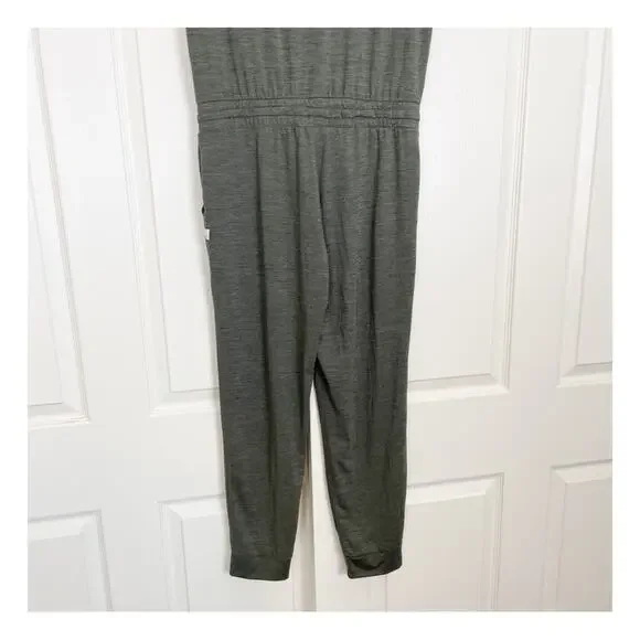 Vuori All Day Olive Heather Jersey Knit Jumpsuit Short Sleeve Loungewear Sz L